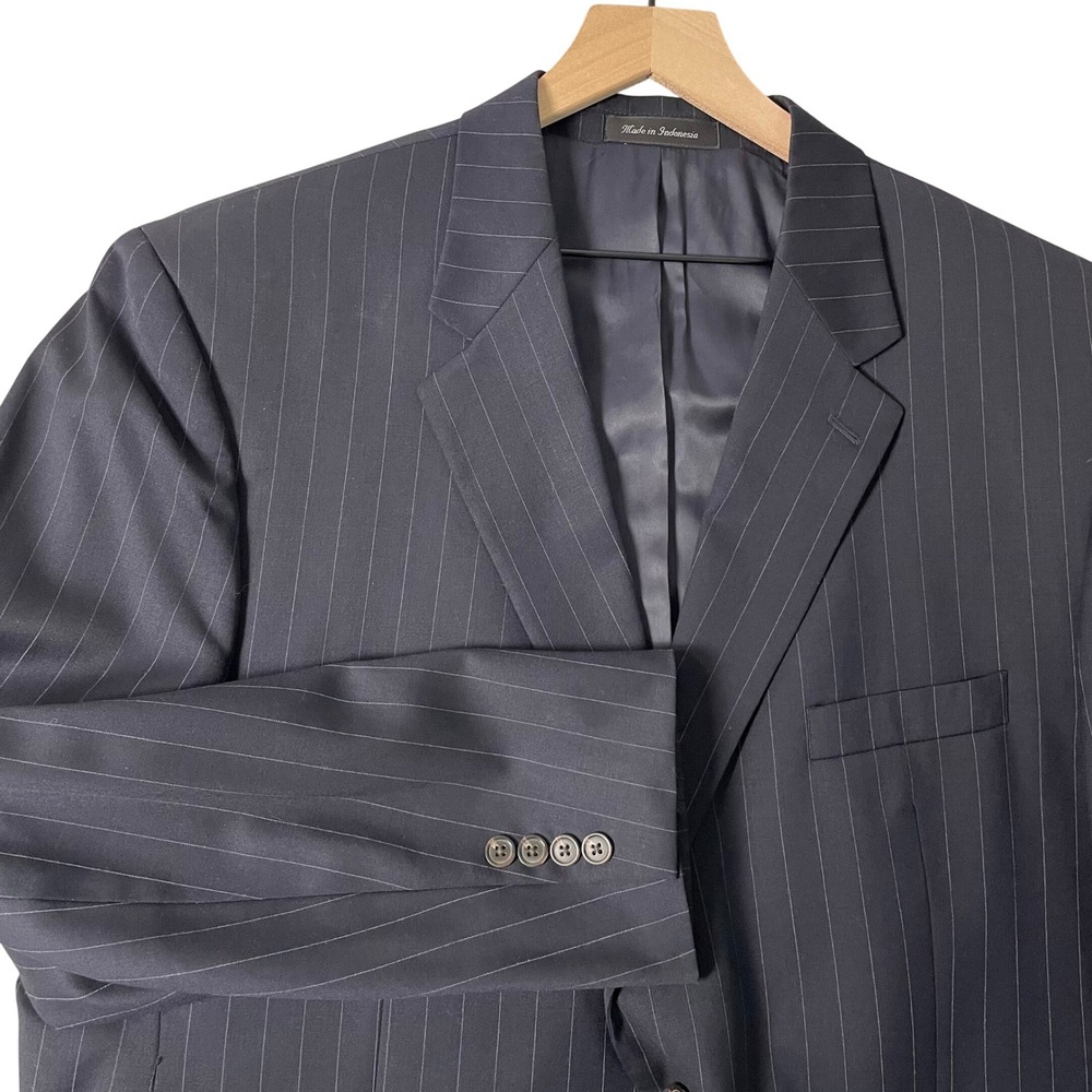 Lauren Ralph Lauren Suit Jacket Mens 48L Blue Pinstripe Wool Blazer‎ Business